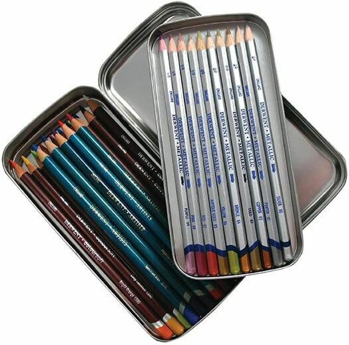 Derwent Pencil Tin, Double Layered Storage with Removable Inner Tray, Professional Quality, 2300582 image number 4