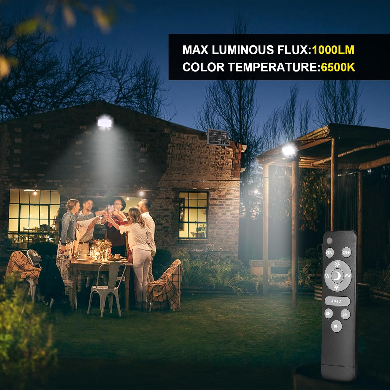 Ikuby Outdoor Solar Flood Light Dusk to Dawn 10W 6V 350*235Mm Solar Panels,96 Leds 1000 Lumens Waterproof IP65 with Remote Control,Security Lighting for Yard Garden Gutter Swimming Pool Pathway Area