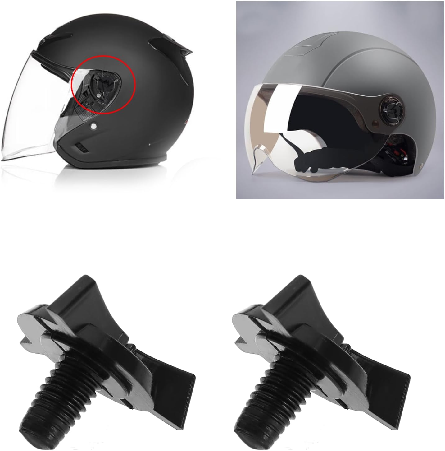 12Pcs Motorcycle Helmet Screws Plastic Fixing Screws with Washers Helmet Visor Screws Motorcycle Helmet Replacement Parts, Black image number 4