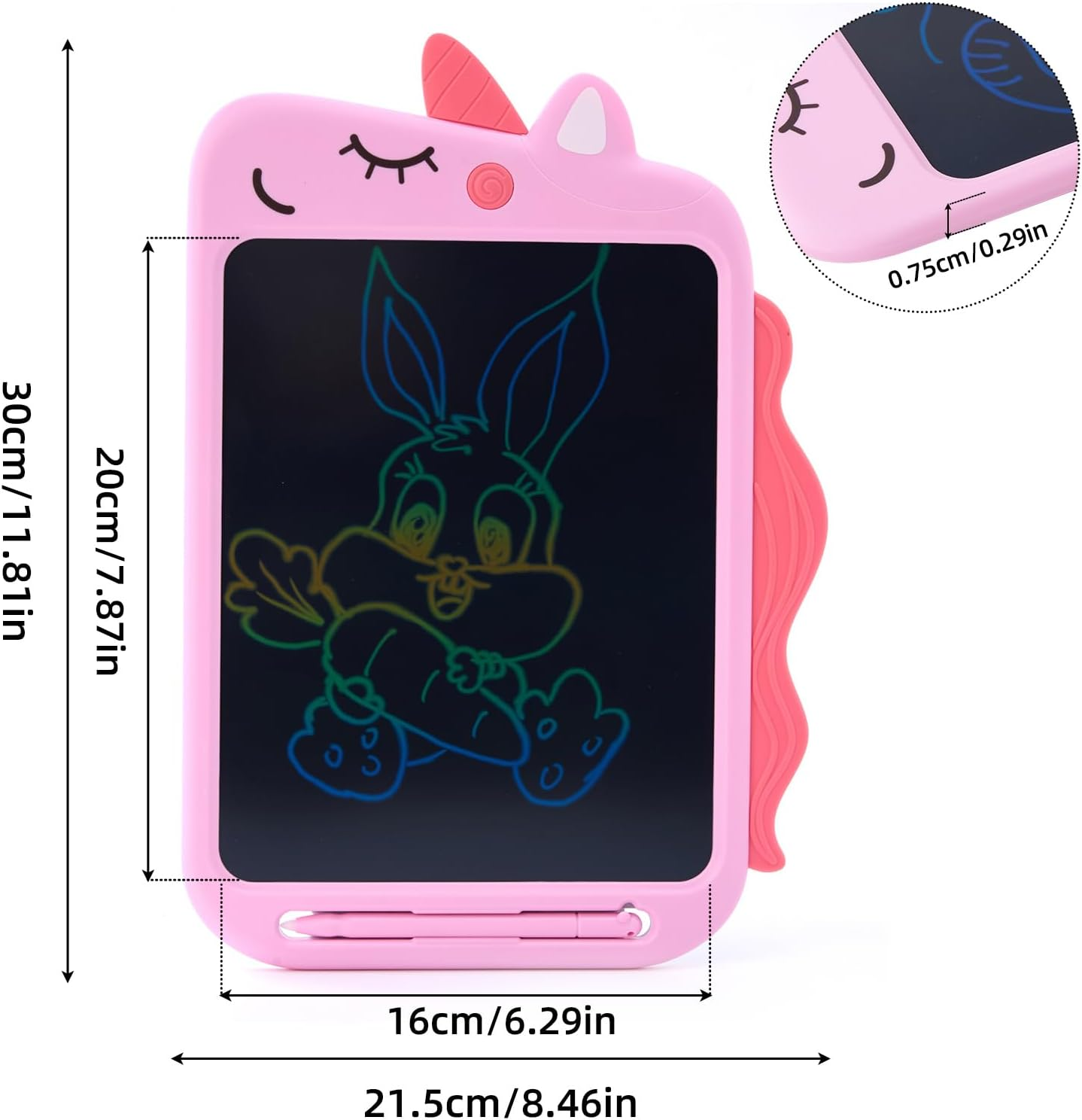 Pink Unicorn LCD Writing Tablet for Kids, Magical Doodle Drawing Pad for Girls and Boys, Erasable Writing Board for Preschool Toddlers & Kids Aged 3-12, Perfect Christmas & Birthday Creative Fun image number 3