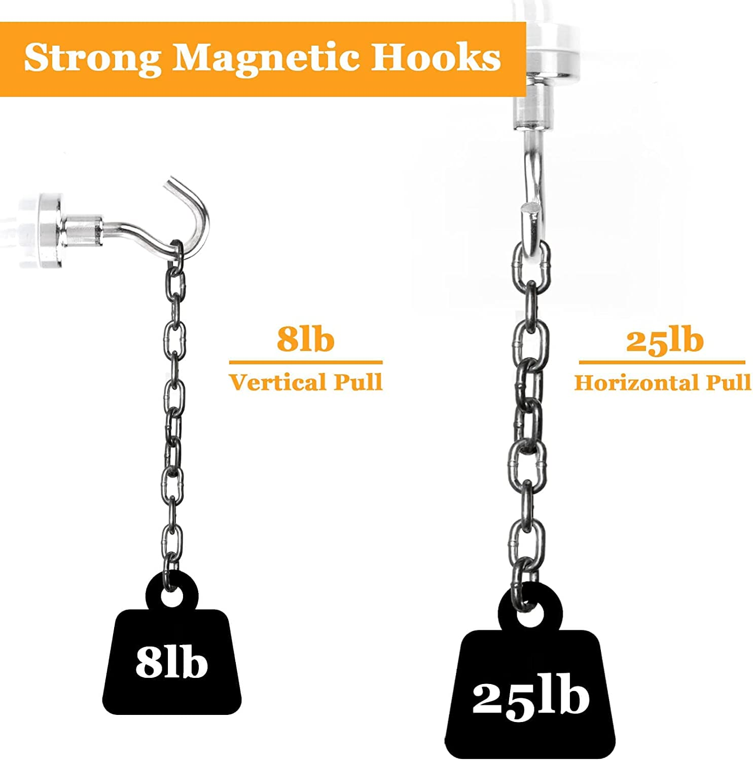 MIN CI 20Pack Magnetic Hooks Cruise Heavy Duty, 25LBS Strong Neodymium Metal Magnets Hook for Hanging Cruise Ship Camping Grill Kitchen Fridge Garage Wall and Refrigerator,Silver,E16Mm-20Pack image number 1