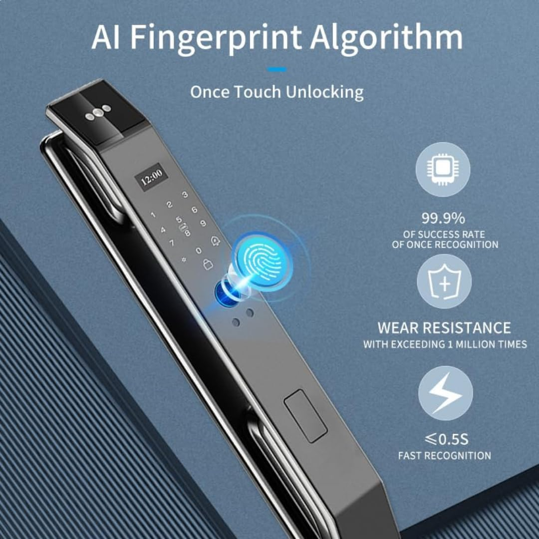 Smart Door Lock with Facial Recognition, App & Code Access, Auto Lock, Fingerprint & Keyless Entry &ndash; Smart Lock Digital Door Lock for Home Security, Smart Locks for Front Door image number 4