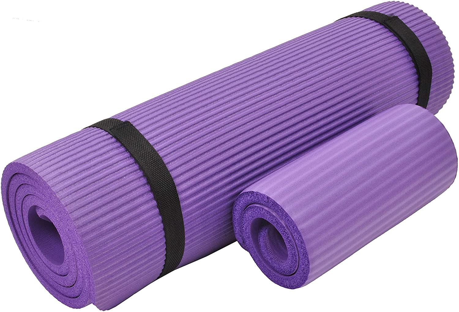 Signature Fitness All Purpose 1/2-Inch Extra Thick High Density Anti-Tear Exercise Yoga Mat and Knee Pad with Carrying Strap and Optional Yoga Blocks, Multiple image number 1