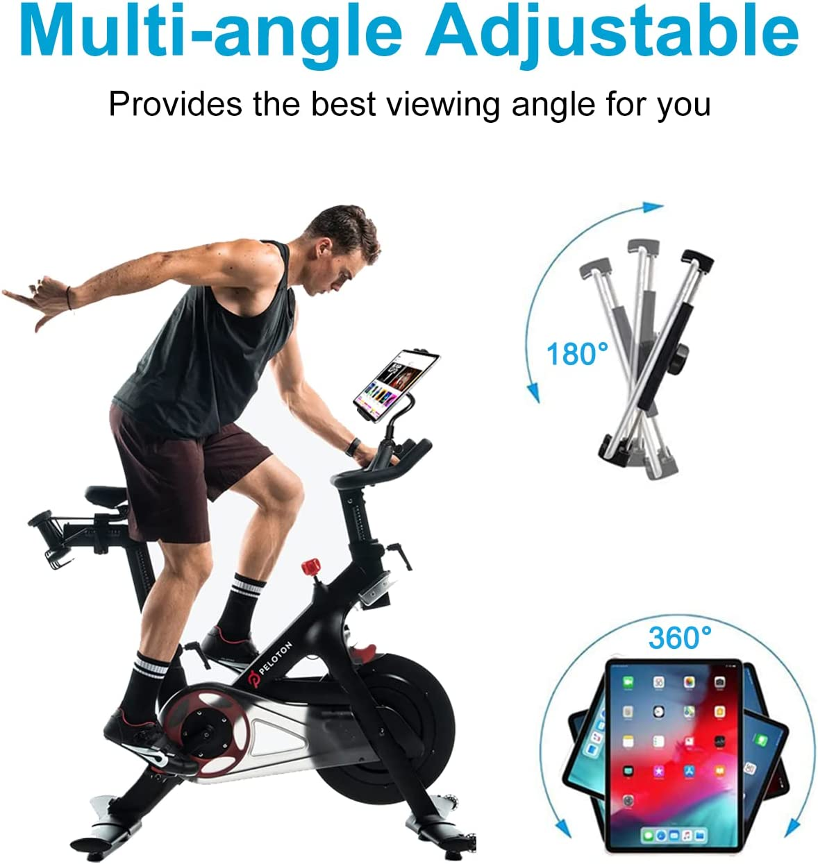 Gooseneck Spin Bike Tablet Mount, Charchendo Exercise Bikes Treadmill Tablet Holder, Indoor Bicycle Elliptical Handlebar Stand for Ipad Pro/Air/Mini, Galaxy Tabs, More 4-11" Cell Phone and Tablets image number 6