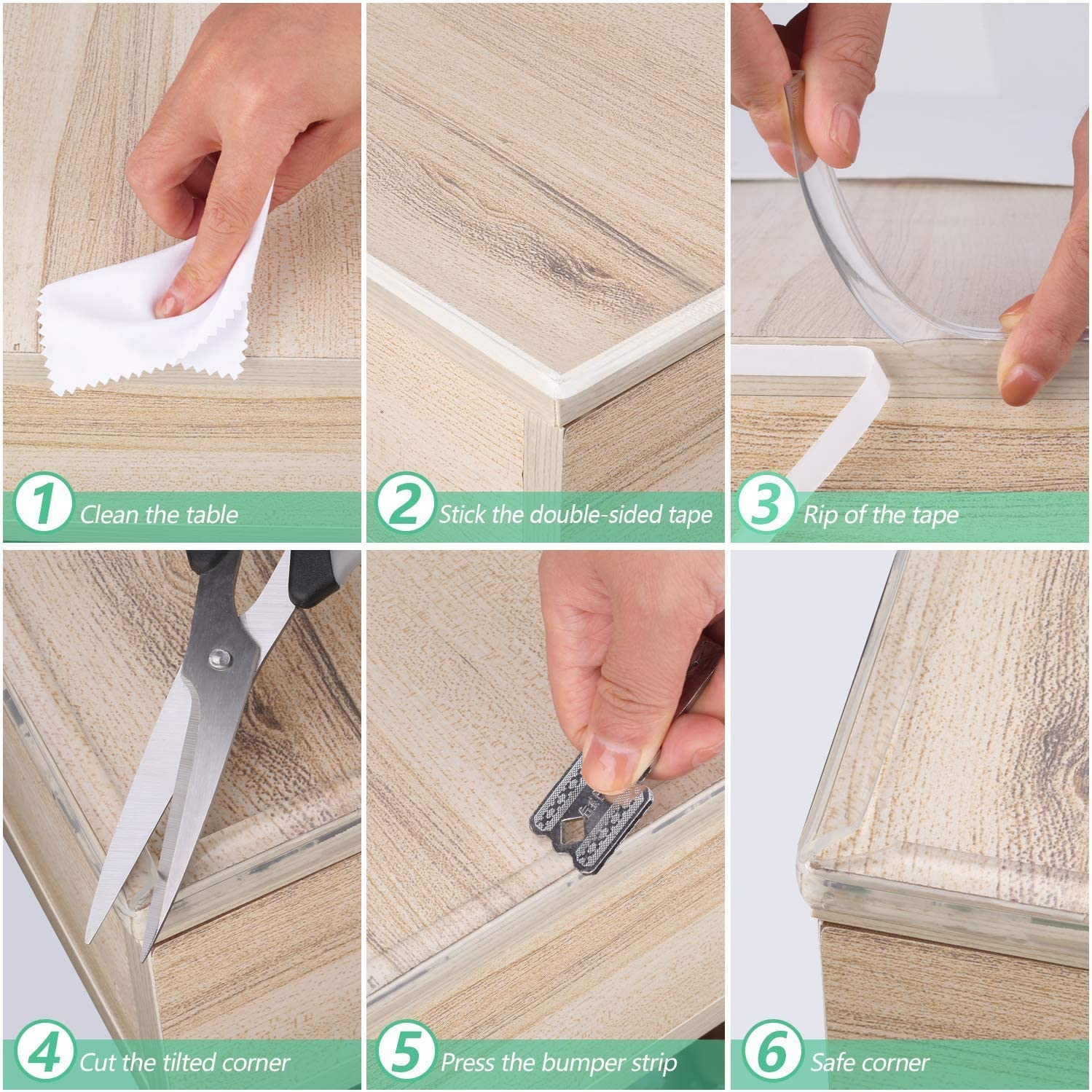 6M/20FT Baby Proofing, Edge Protector Strip Clear, Silicone Soft Corner Protectors with Upgraded Strong Adhesive, Edge Protectors for Cabinets, Tables, Drawers image number 2