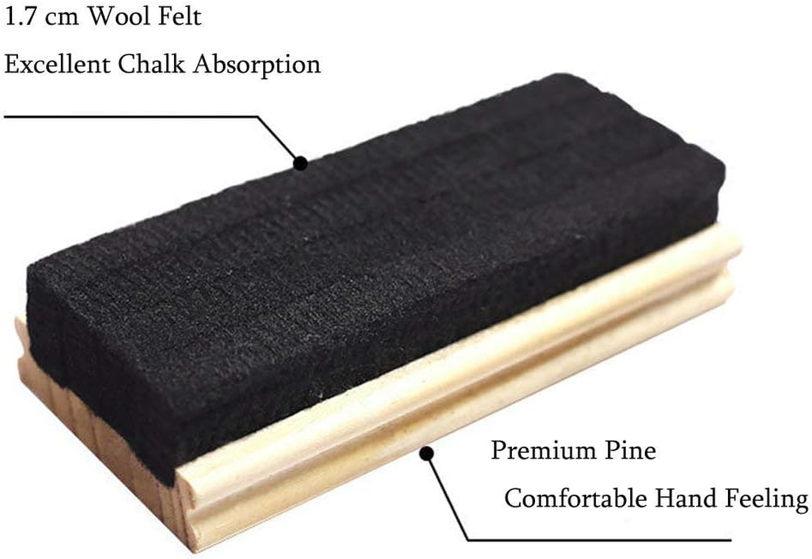 Chalk Eraser - Campus Style Pine Wood Chalkboard Blackboard Cleaner Wooden Felt Eraser Duster Engravable College Styled DIY Gift Office School Supply 2 Pack image number 2