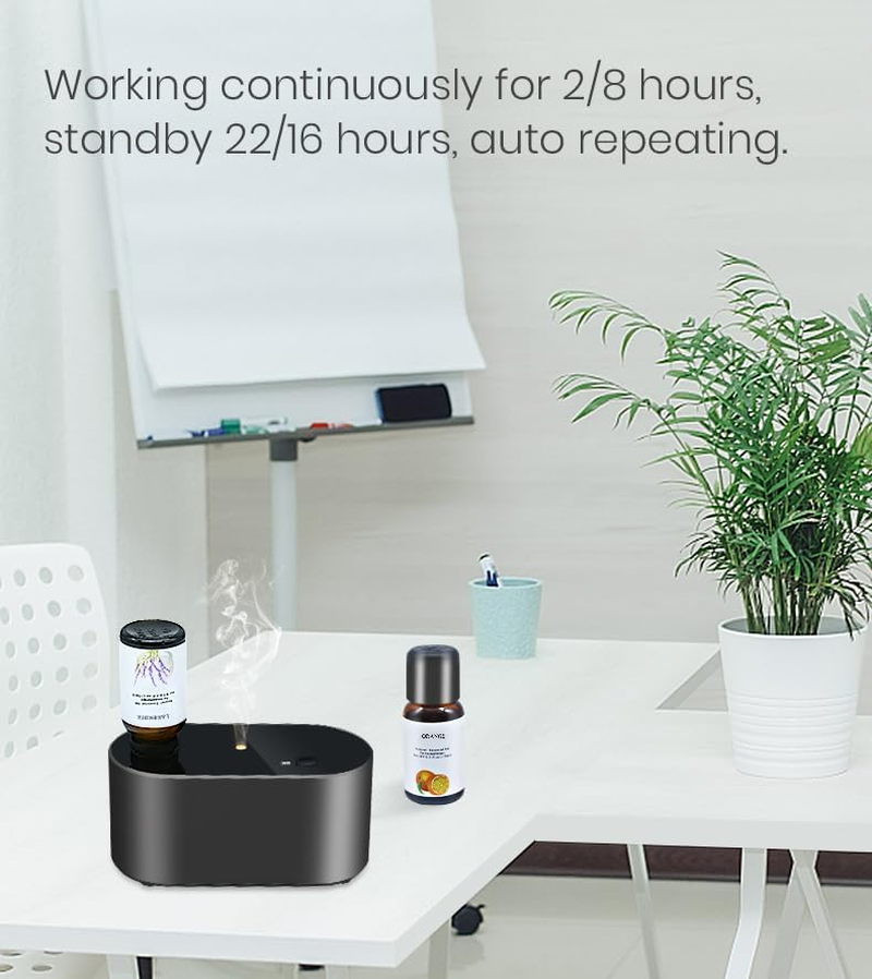 SOICARE Cordless Rechargeable Waterless Diffuser for Essential Oils, Battery Operated Wireless Portable Nebulizing Essential Oil Diffuser, Scent Diffuser for Home,Room,Office, Hotel Collection(Black) - Silver image number 6