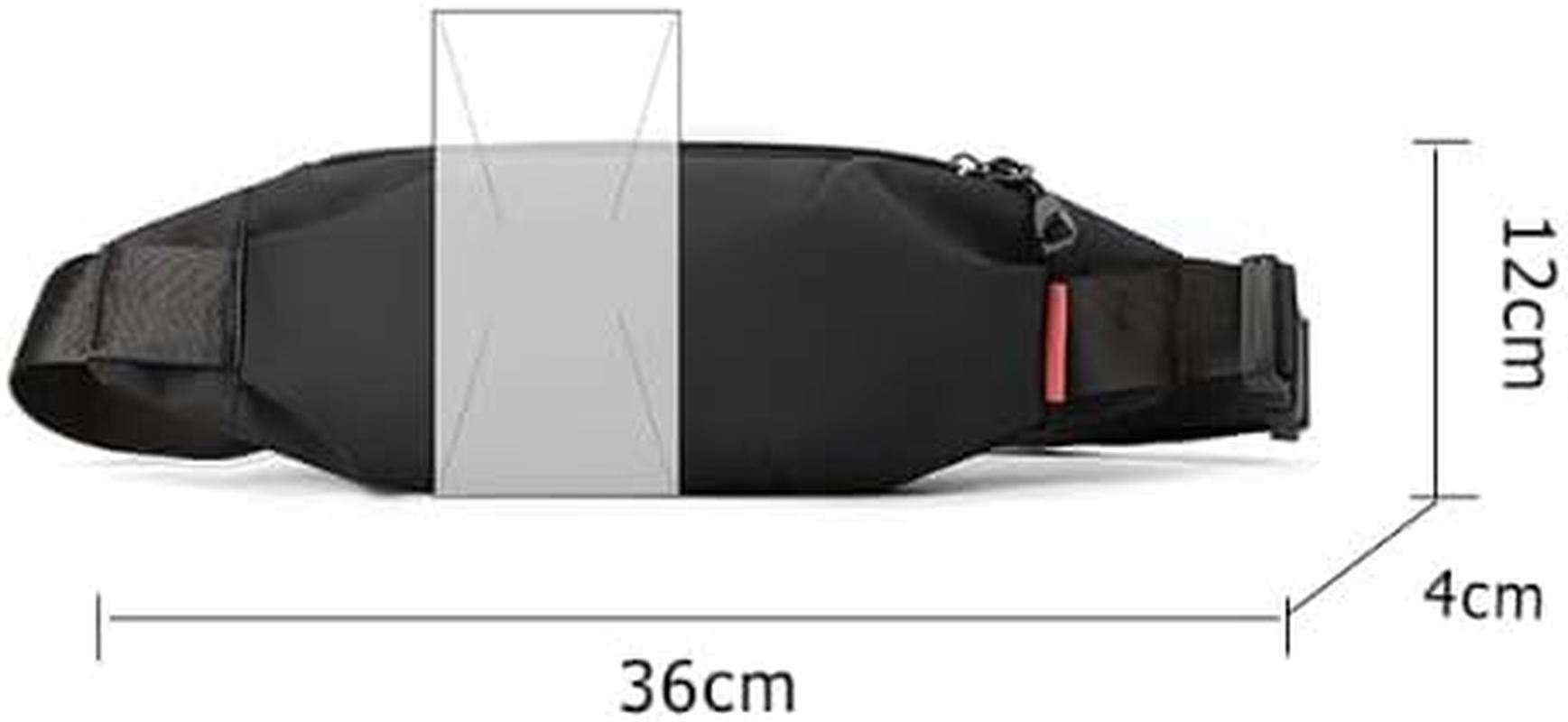 Crossbody Fanny Pack for Men Women, Crossbody Purse Belt Waist Pack with Zipper Pockets Casual Phone Shoulder Bag Pouch for Sports Hiking Travel Walking Running (Black, 36 * 12 * 4Cm) image number 1