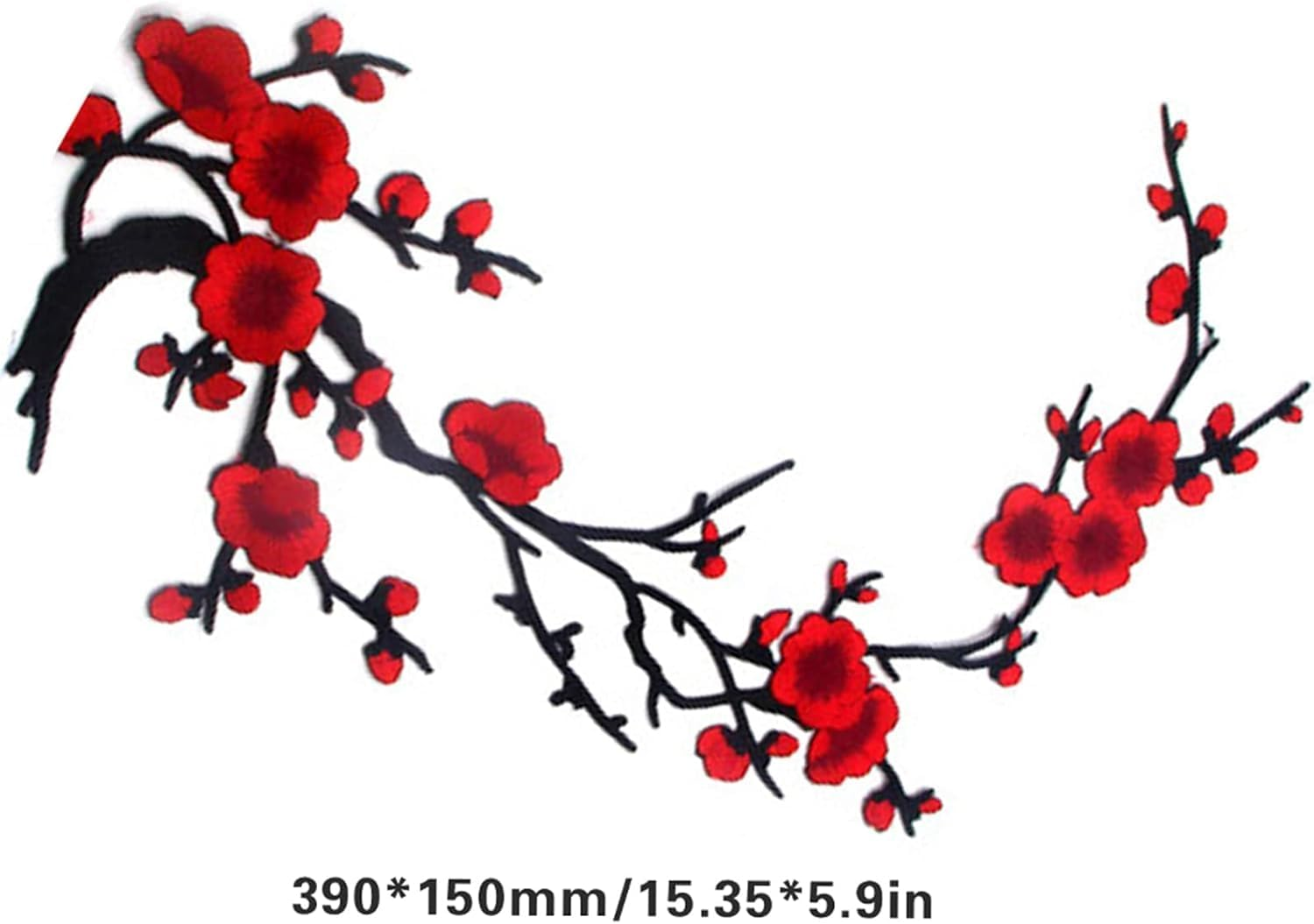 Iron on Patches,Embroidery Patches,Applique for Clothes Dress Pants Hats Jeans, Sewing Flowers Applique DIY Accessory,2Pcs Plum Blossom Patch,Red/Black image number 5