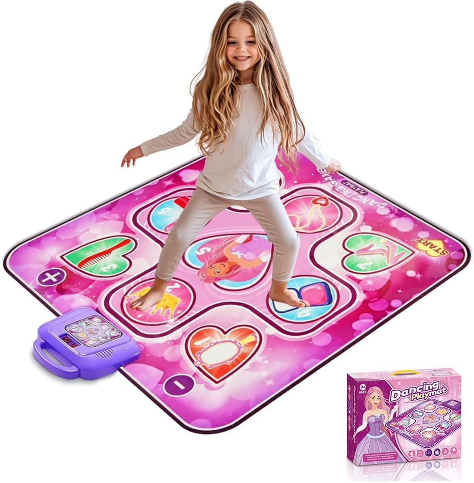 Dance Mat for Girls - Light-Up Musical Dance Pad with Music, 7 Fun Game Modes, Rechargeable & Portable, Kids Aged 3-12 Years (Pink) image number 5
