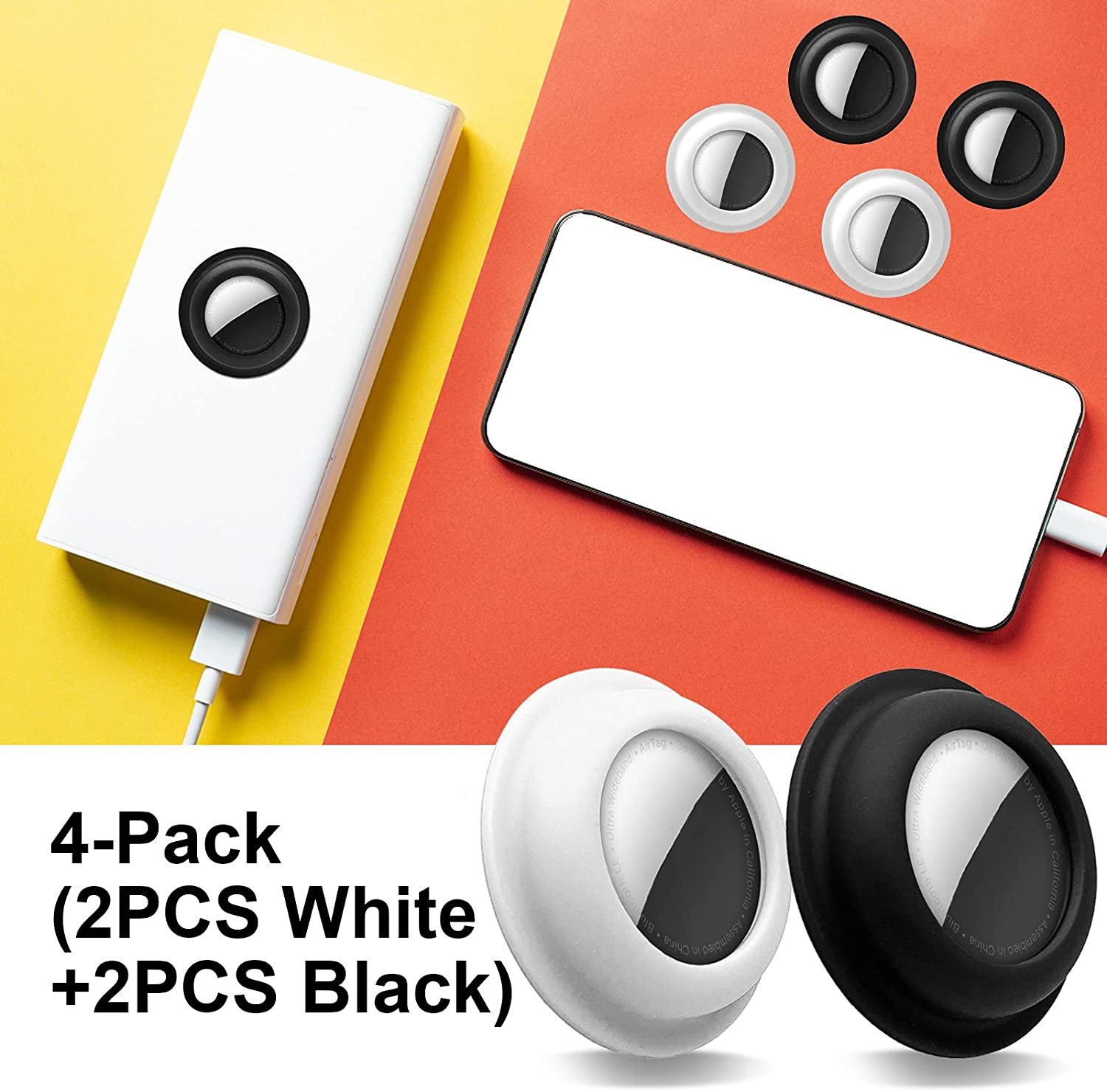 Aimtel Case Compatible with Apple Airtags Case Holder Cover Airtag Sticker Stick on Adhesive Mount Silicone for Bike Bicycle Car Pet Dog Collar 4 Pack image number 3