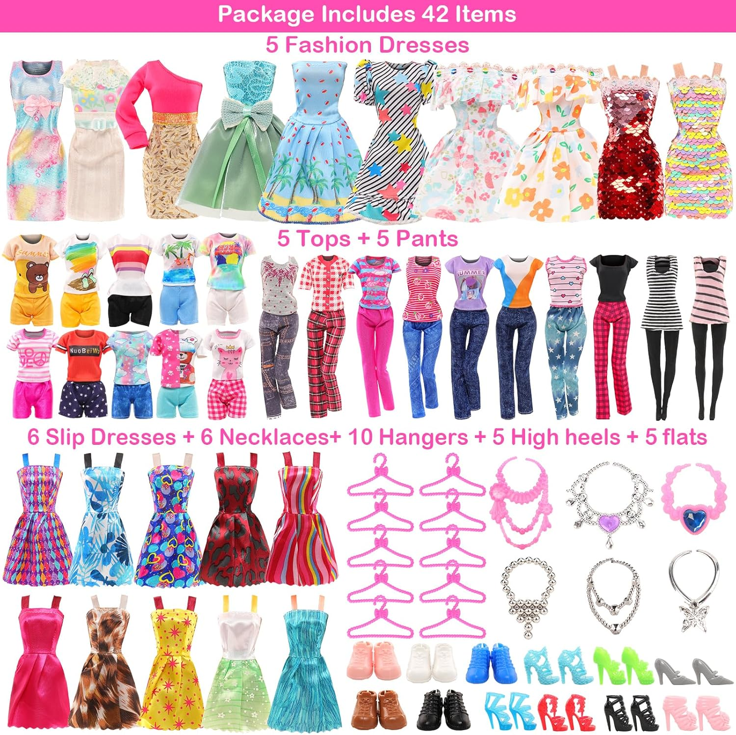 Barwa Lot 20 = 10 Set Fashion Handmade Clothes Outfit Dresses + 10 Pairs Shoes for 11.5 Inch 28 -30 Cm Girl Doll image number 1