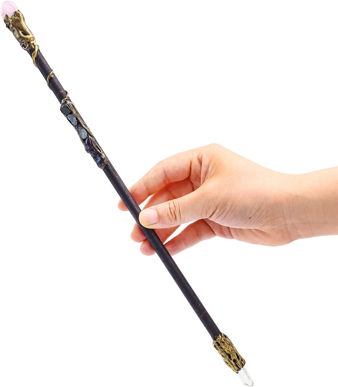 Fine Handcrafted Crystal Magic Wand Pink Crystal White Crystal Gemstone Magic Wand Cosplay Magic Wand for Witches and Wizards