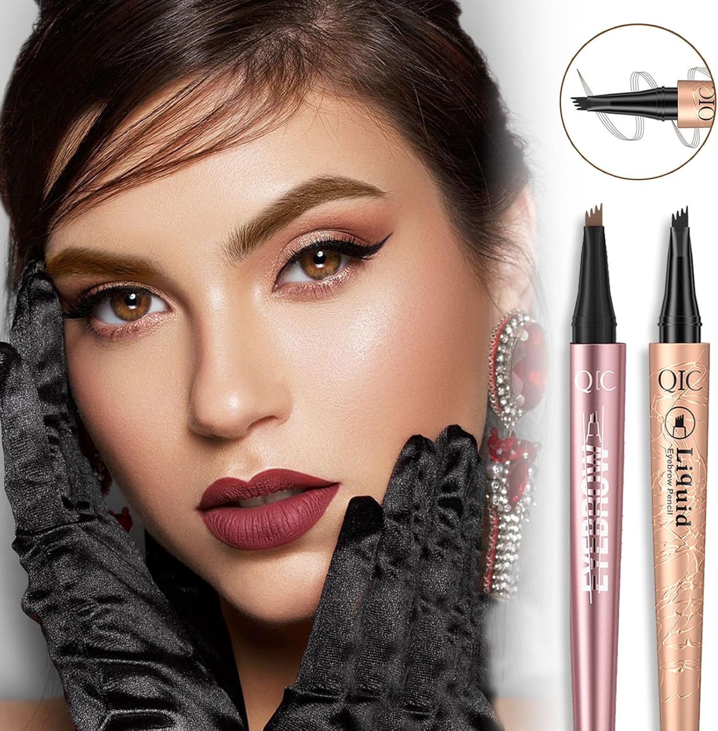 2 Pcs Eyebrow Tattoo Pencil,3D Microblade Eyebrow Pen with 4 Fork Tip Magic Eyebrow Pencil Waterproof Smudge-Proof Natural Eyebrow Hair Micro Eye Brow Pencil for Women (Grey) image number 5