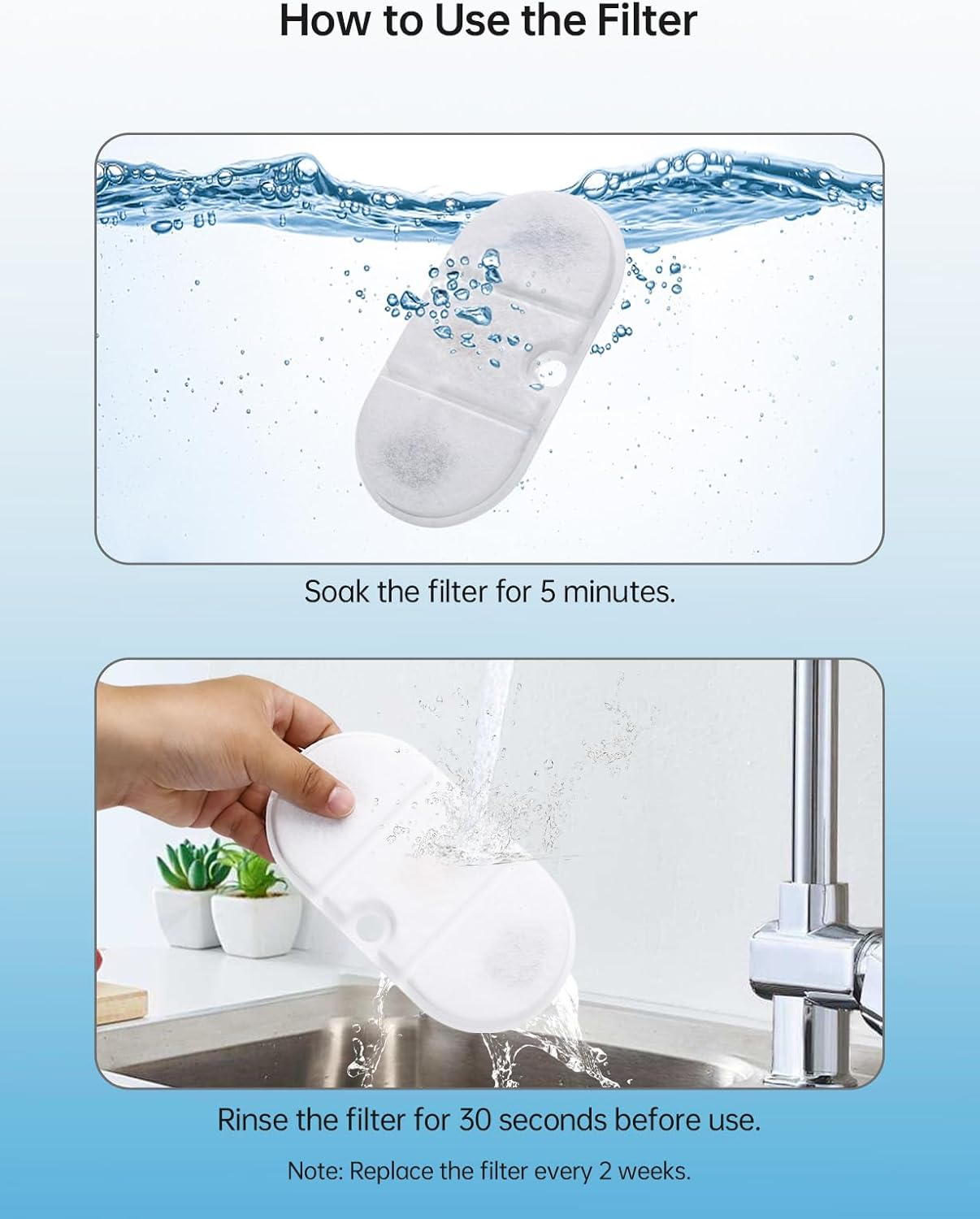 Cat Water Fountain Ultra Quiet with Two Flow Modes, Large-Size Filter Capsule Pet Water Fountain, 2.5L Visible Water Level Dog Water Dispenser for Cats & Dogs image number 6