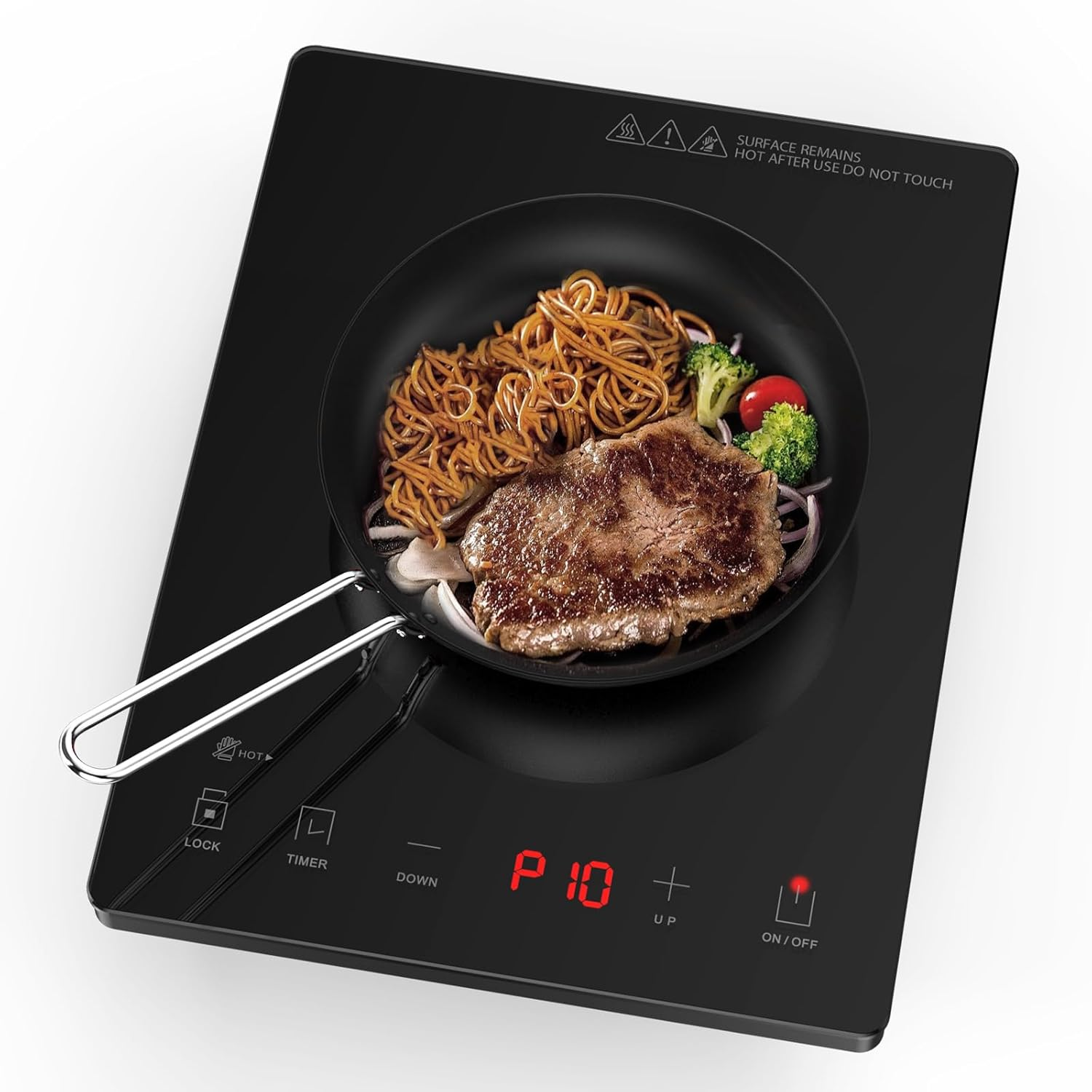 3500W 220V Hot Plate with 10 Power Levels,Ultra-Thin Induction Cooker Ceramic Glass Portable Induction Cooktop for Home Cooking with 24-Hour Timer Black AU Adapter