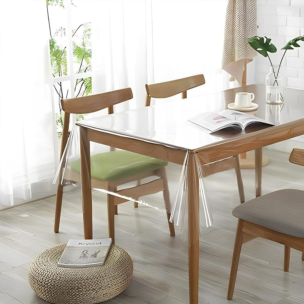 Restaurantware Table Tek 54 X 54 Inch Table Top Protector 1 Rectangle PVC Table Protector - 6 Mil Thick Waterproof Clear Plastic Dining Table Cover Heavy-Duty No-Slip Cover for Table image number 2