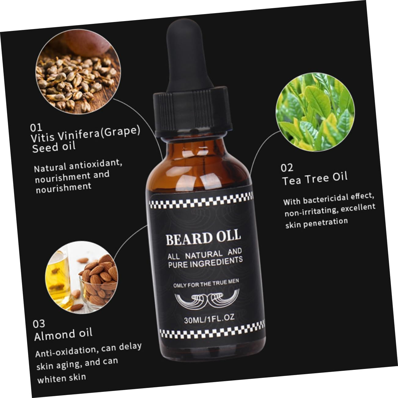 Beard Oil Set Jojoba Castor Jamaican Black Castor Burdock Root Beard Moisturizer Essential Oil for Men
