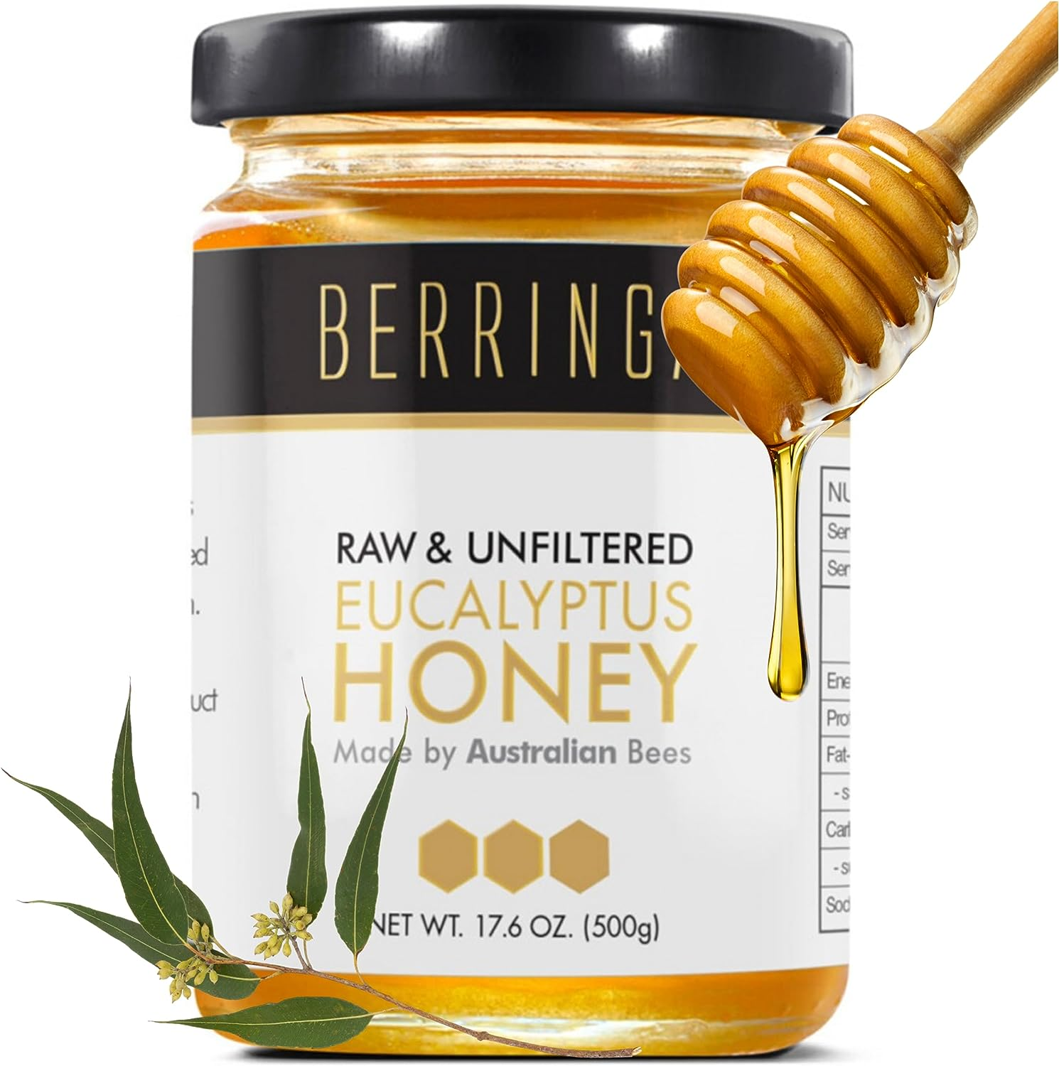 Berringa Certified ORGANIC Eucalyptus Honey 500G - Australian Raw Honey | Unfiltered | 100% Pure Genuine Locally Sourced | Cold Extracted | Non-Gmo Superfood | Gluten Free Food image number 3