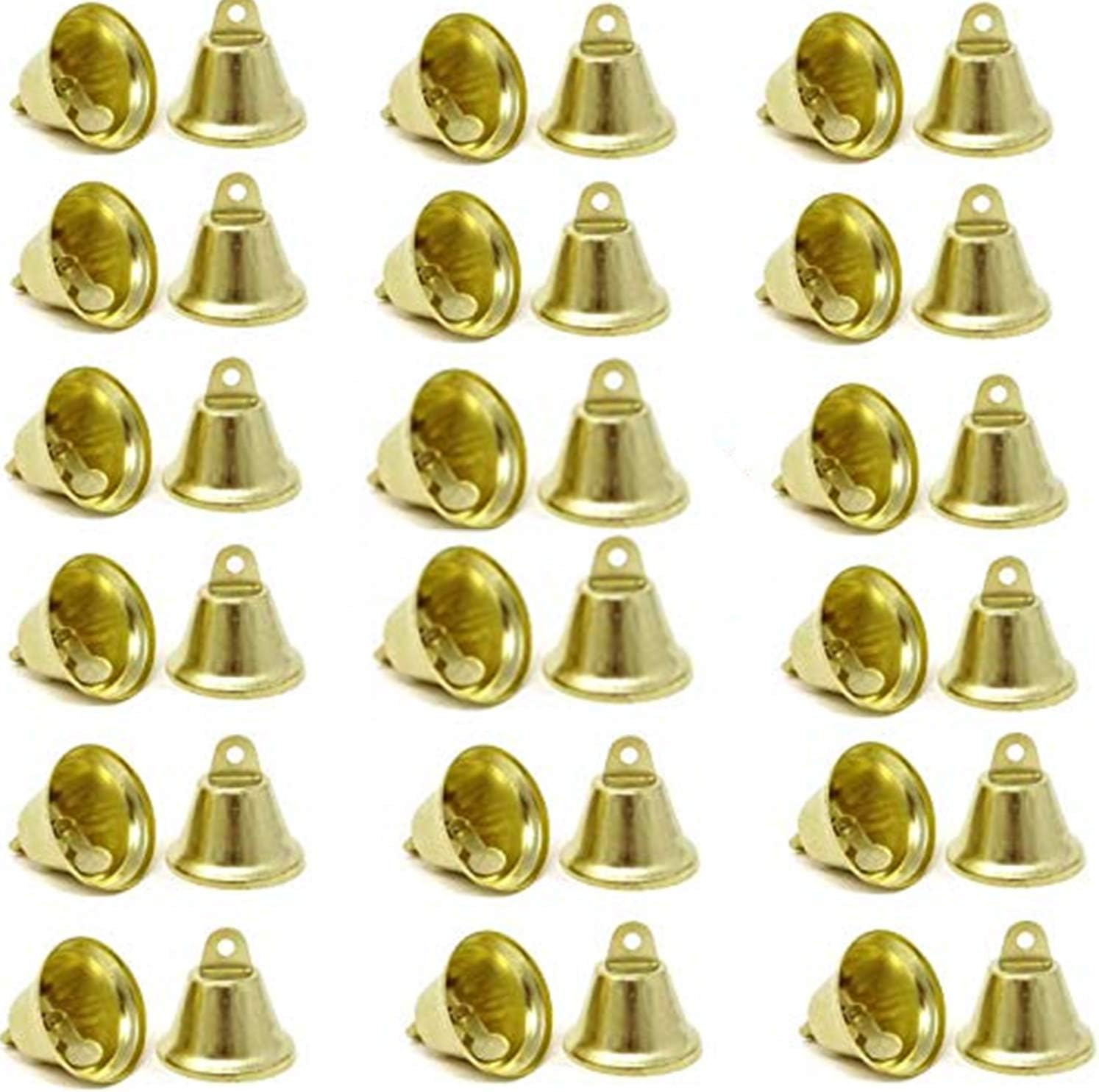 50 Pcs Decorative Bells Craft Bells Jingle Bells Bridal Bells Decor Bells Ornaments Decoration Christmas Tree Pendants for Christmas Festival Decor DIY Craft (38Mm, Gold) image number 3