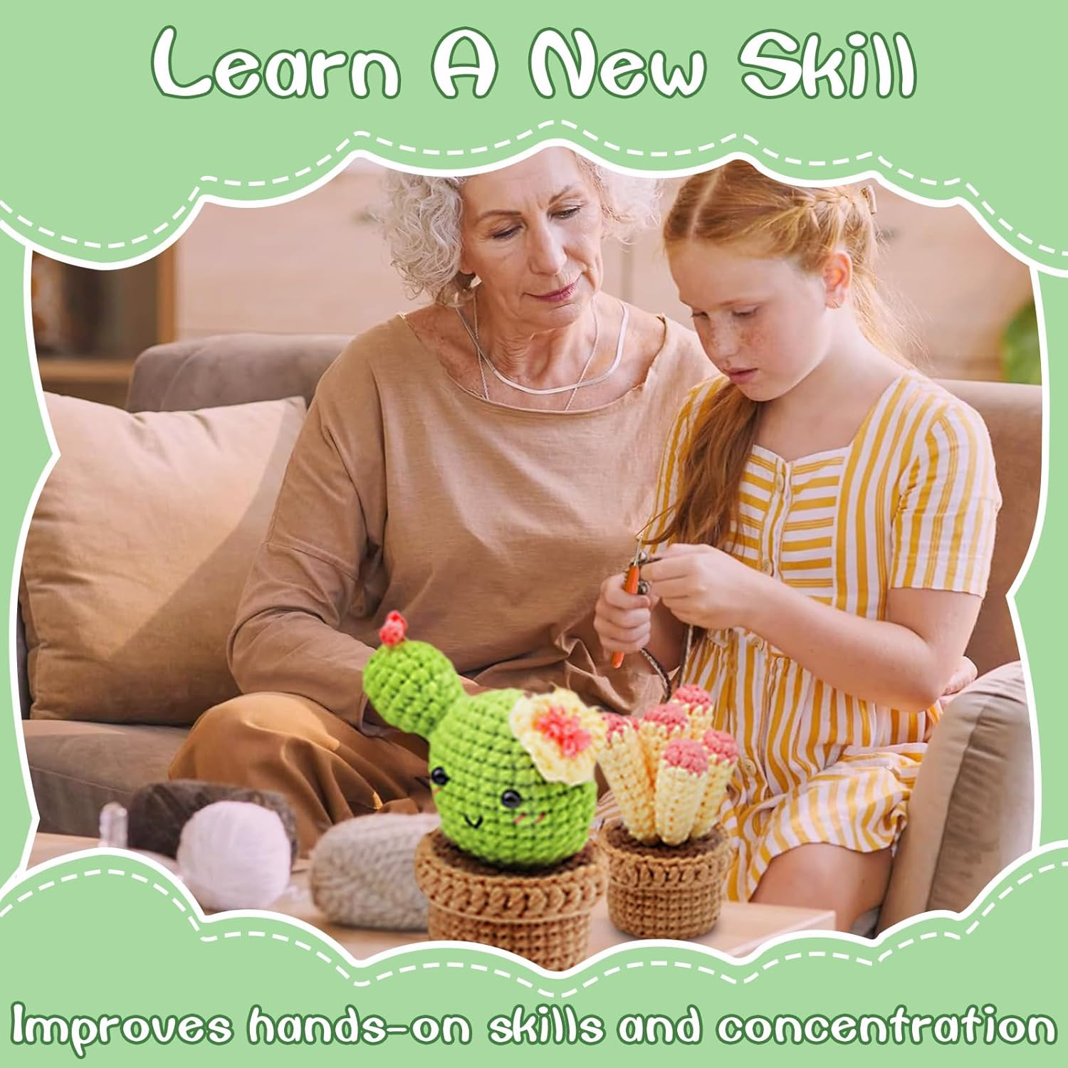 6 Pcs Crochet Kit for Beginners, Crochet Starter Kit, Beginner Crochet Kit for Adults, with Crochet Hooks, Crochet Supplies, Plastic Eyes and Instructions image number 6