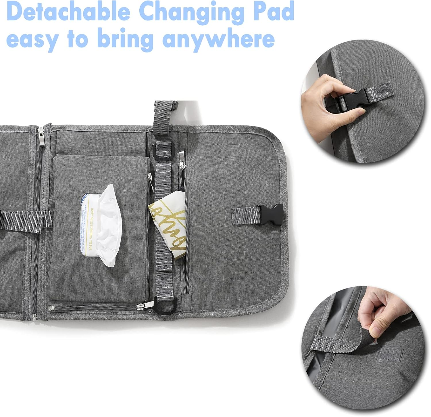 Fond + Found Portable Changing Pad with Shoulder Strap and Wipes Pocket - Waterproof Baby Changing Mat Travel Change Pad for Travel and Home image number 1