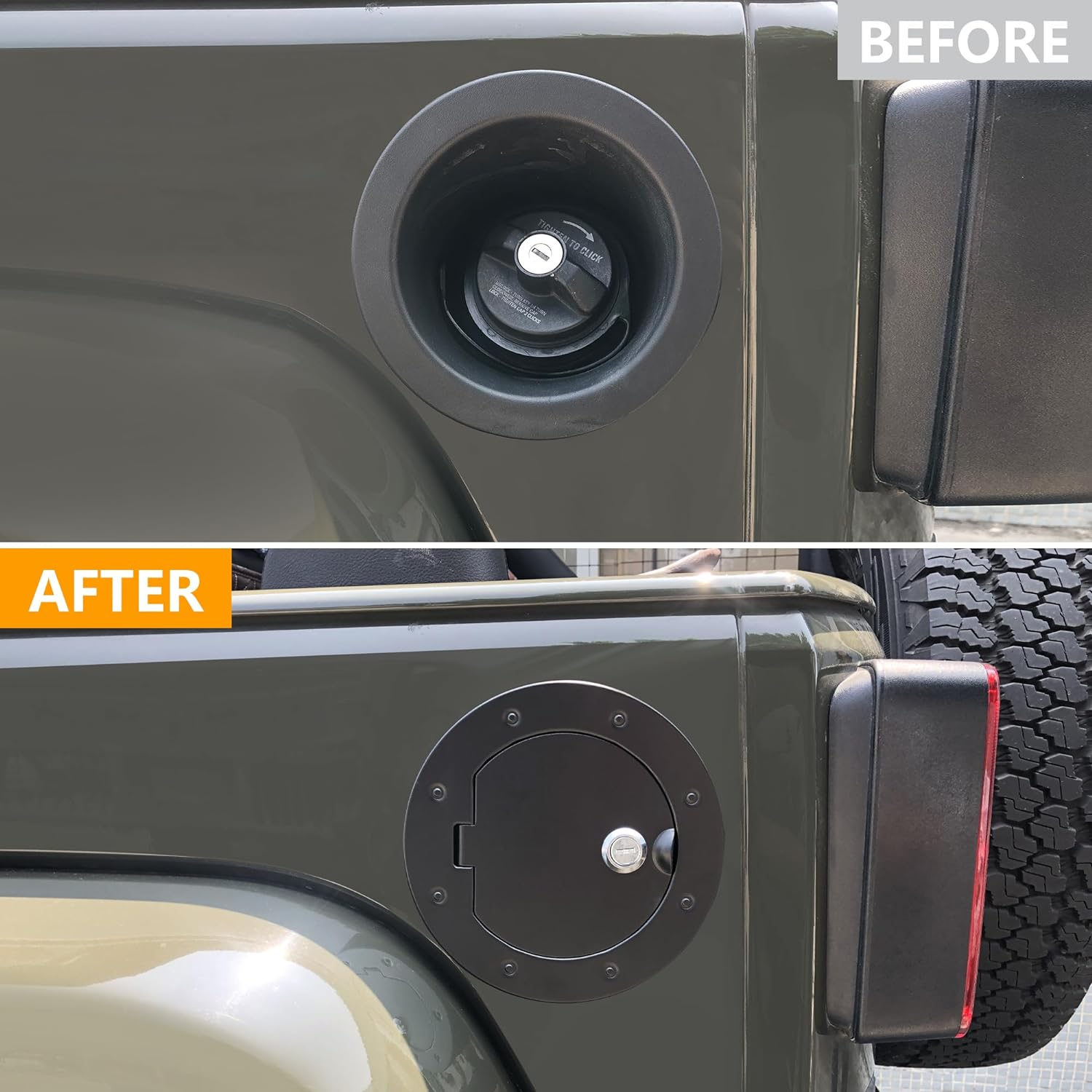 Gas Cap Cover with Lock for Jeep Wrangler JK 2007-2018 2/4 Door,Exterior Accessories Fuel Fuel Filler Door Gas Tank Cap Cover (Black)