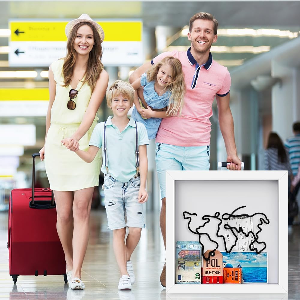 AHOUGER Voyager Keepsake Box, Token Storage Box With, 12Inch Display Cases for Mementos, Token Container with Global Travel and Aviation Theme, Gift for Travel Lovers image number 2