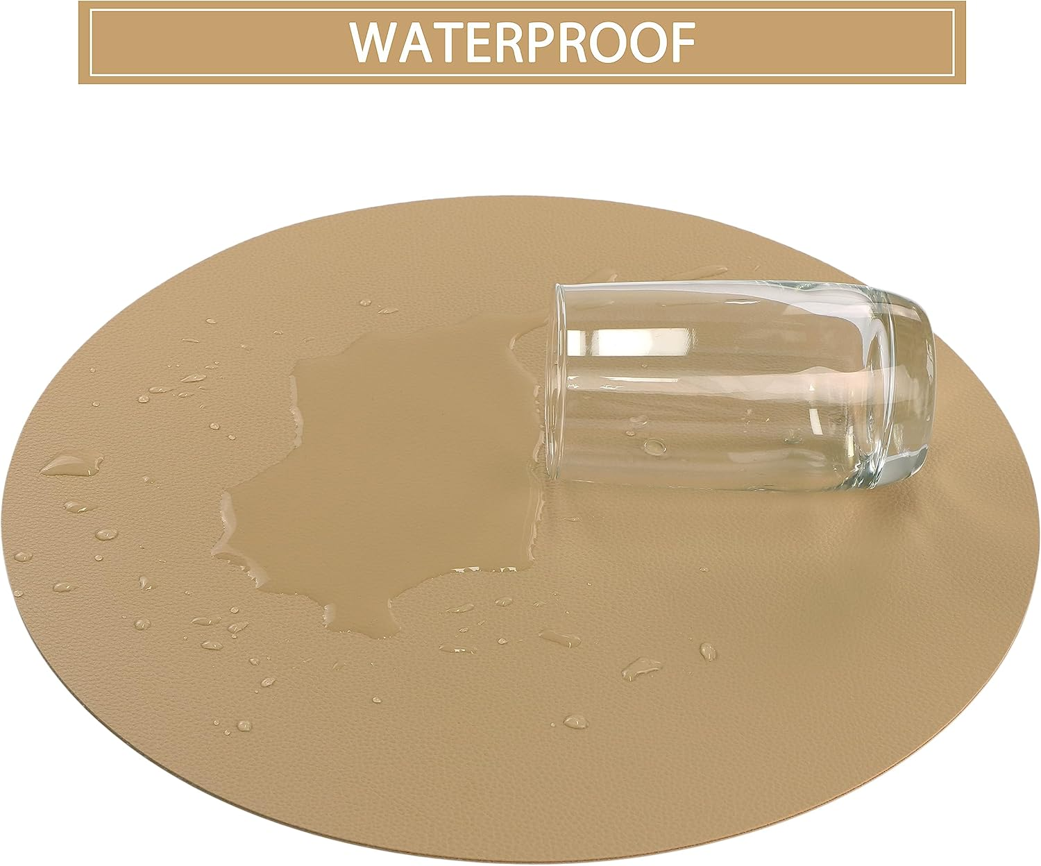 Wipeable Placemats and Coasters Leather Table Mats Waterproof Heat-Resistant Easy to Clean for Dining Table Set Kitchen Table Set of 6, Buff image number 2