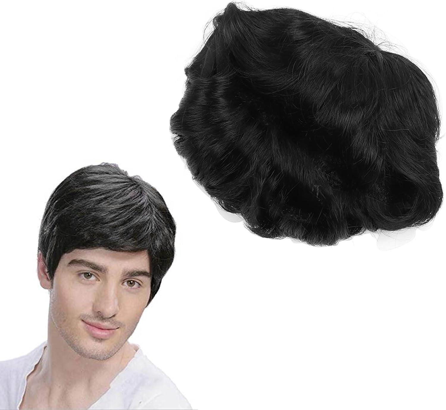Short Wig, Good Breathability Fluffy Texture Short Black Hair Wig Smoothing Full Hairstyle for Parties for Daily Use for Men image number 3