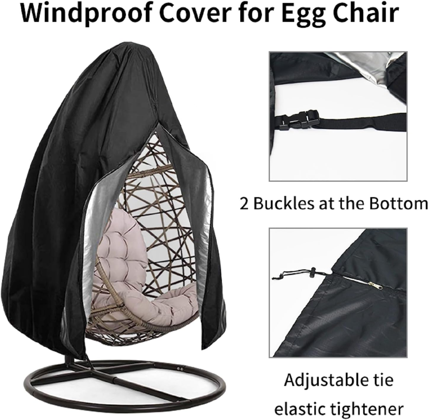 Wicker Egg Swing Chair Covers - Patio Egg Chair Cover, Oxford Fabric, Heavy Duty, Weather Resistant & Windproof image number 1