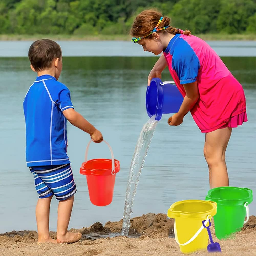 Large Sand Bucket Pail with Shovel, 7'' Size Water Bucket for Beach Fun, Great Summer Party Accessory image number 2