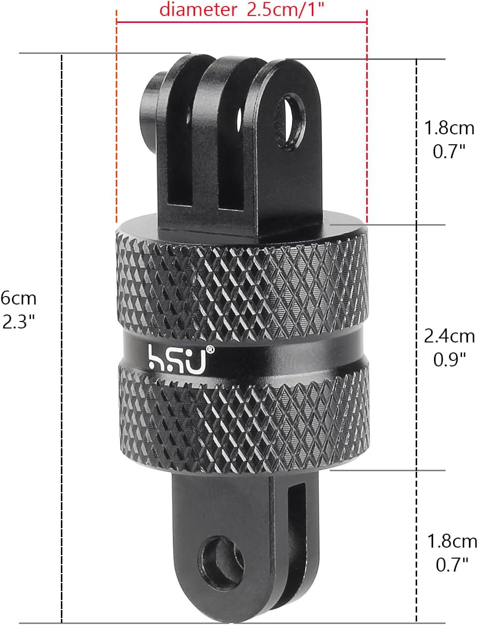 (360 Degree Rotation Camera Mount (Black)) - HSU Aluminium 360 Degree Rotation Camera Mount, Tripod Adapter Compatible with Gopro Hero, DJI, Sony, Xiaomi Yi and Other Action Cameras image number 5