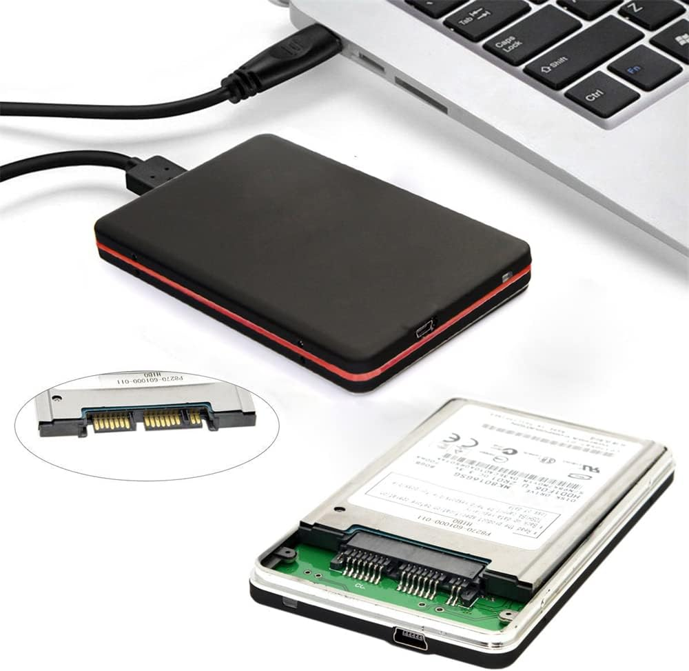 NFHK USB2.0 480Mbps to 1.8 Inch Micro SATA 16Pin 7+9 SSD HDD External Hard Disk Enclosure - Black Usb2.0 Port image number 2
