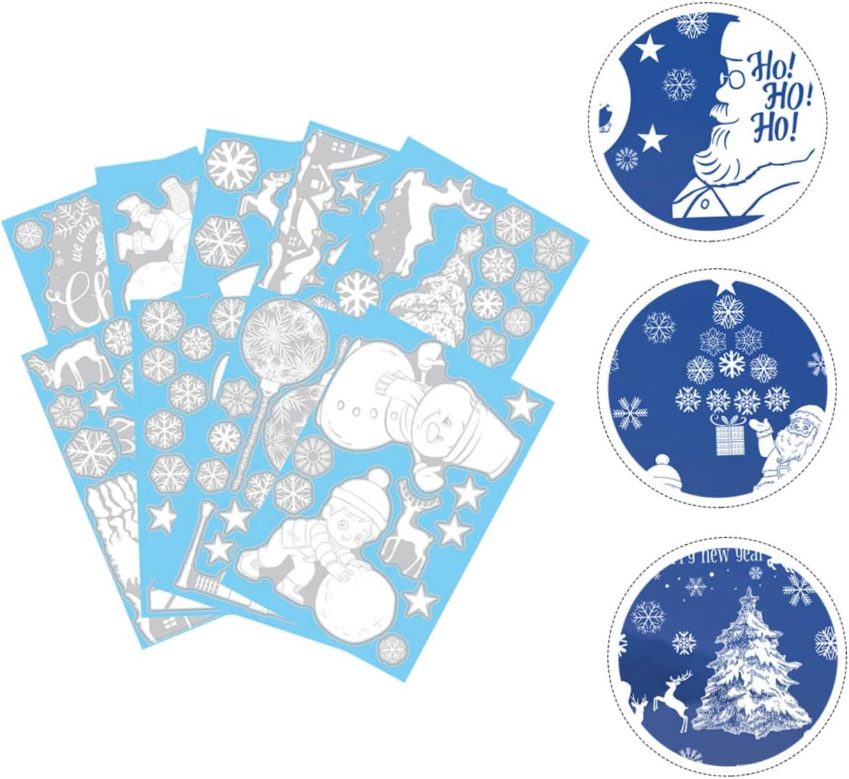 GARVALON 9Sheets Lovely Christmas Tree Snowman Elk Santa Stickers DIY Window Sticker Xmas Printing Wall Decors