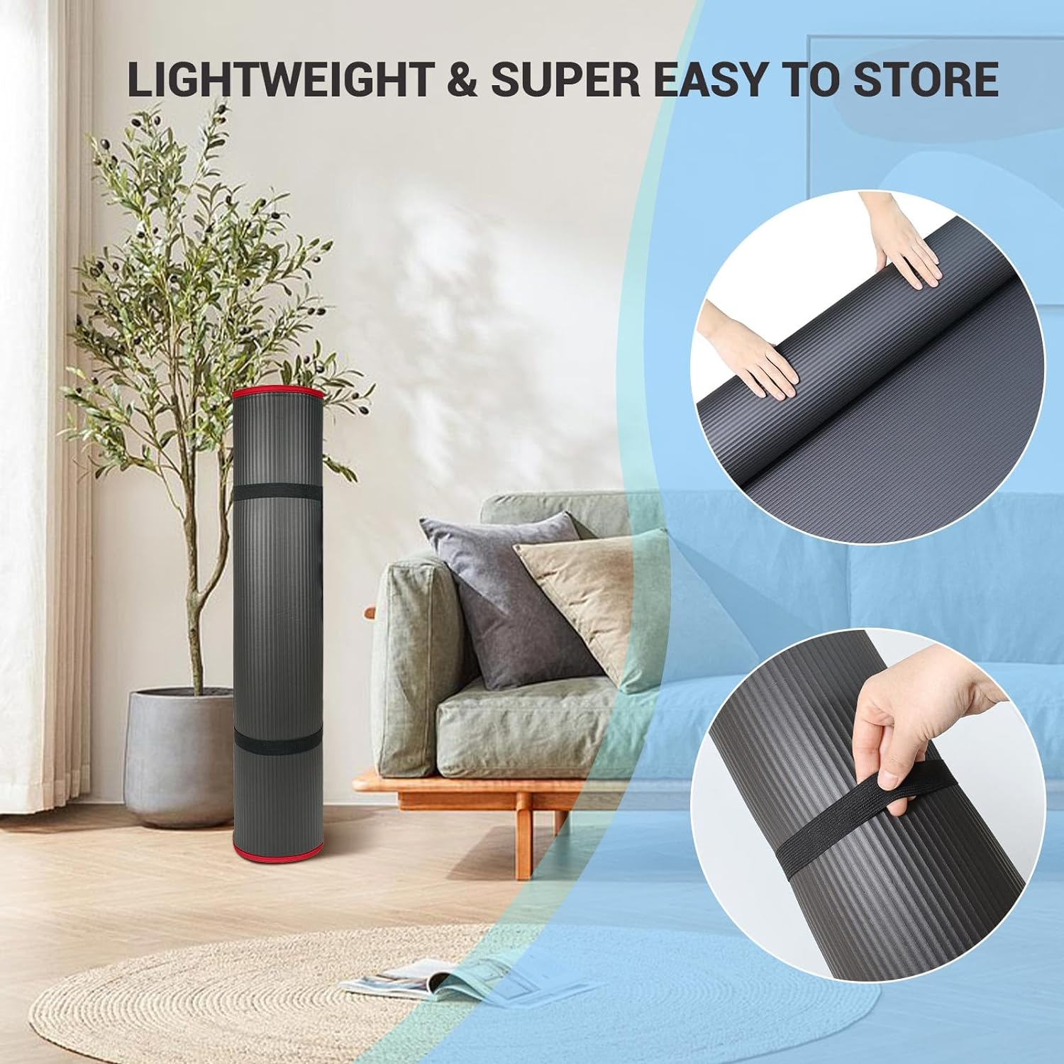 DAWNTREES 185X80Cm Thick Yoga Mat Fitness & Exercise Mat with Carrier Strap,Non-Slip Exercise Mat High Density Anti-Tear Pilates Mat for Yoga Pilates and Gymnastics image number 4