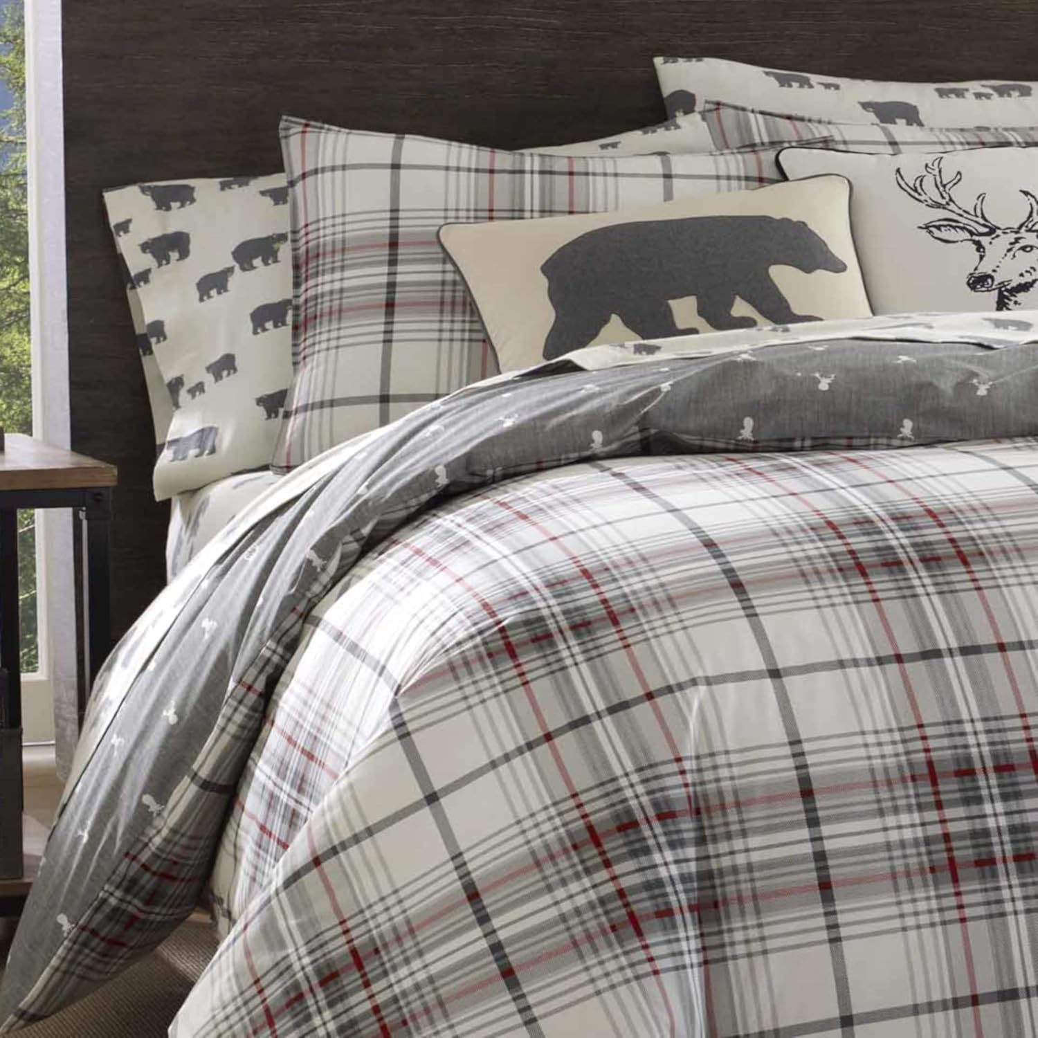 Eddie Bauer Alder Plaid Duvet Cover Set, King, Charcoal image number 6