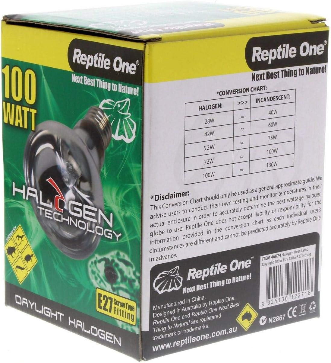 Halogen Heat Lamp Daylight 100W Eqv 130W E27 Kongs Reptile Light Vivarium Health image number 6