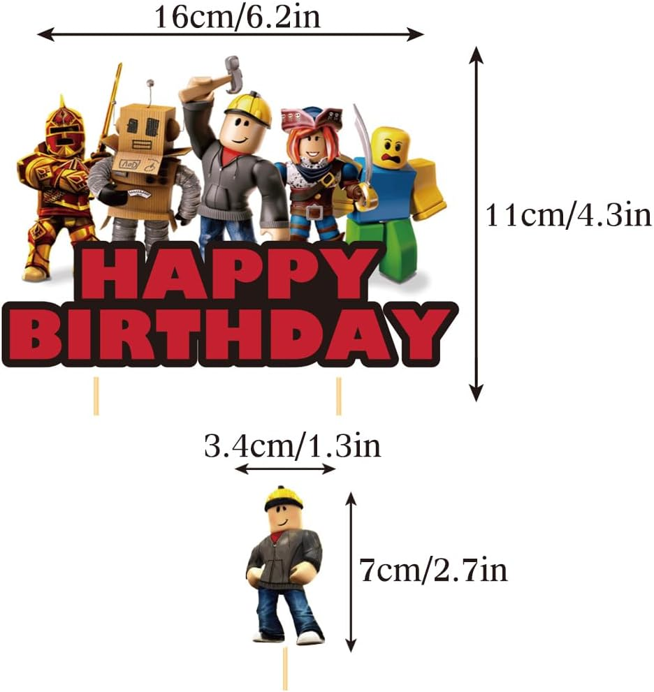 YGCHEN Cake Decoration for Roblox Cupcake Topper, Robot Birthday Cake Decoration, Video Game Cake Decoration, Happy Birthday Cake Topper, Children'S Birthday Cake Decoration, Pack of 26 image number 2