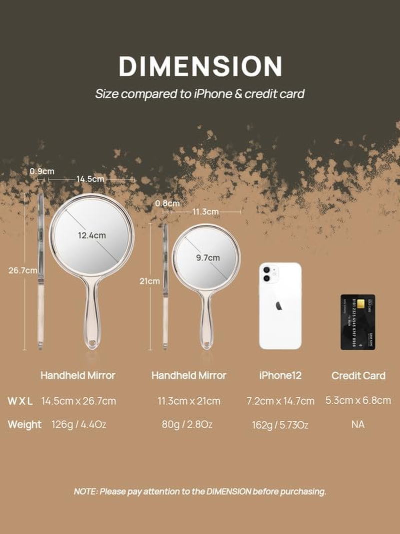 OMIRO Hand Mirror, Double-Sided Handheld Mirror 1X/3X Magnifying Mirror with Handle, Set of 2 (Clear) image number 1