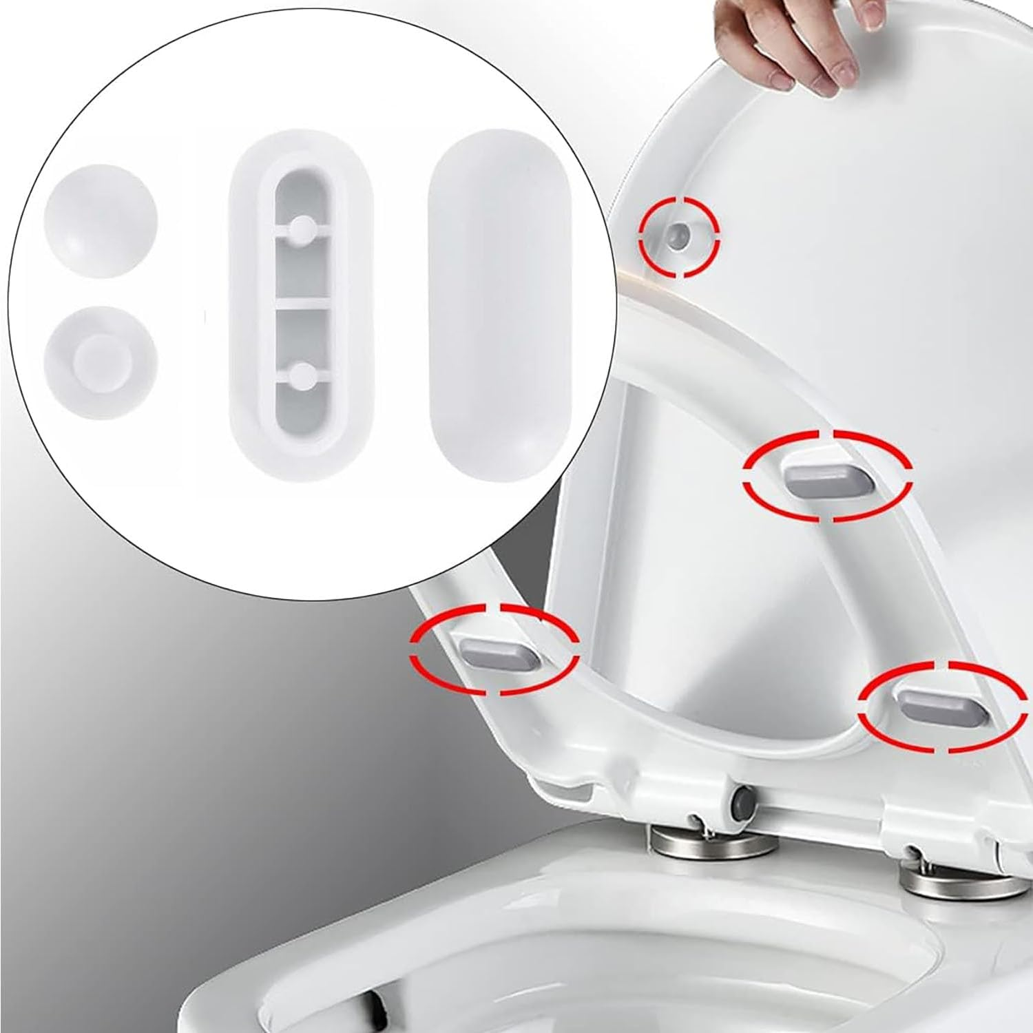 20Pack Toilet Seat Buffer Set, Universal Toilet Seat Cushions Pads Anti-Noise Replacement Seat Buffers for Home Hotel Bathroom (White) image number 1