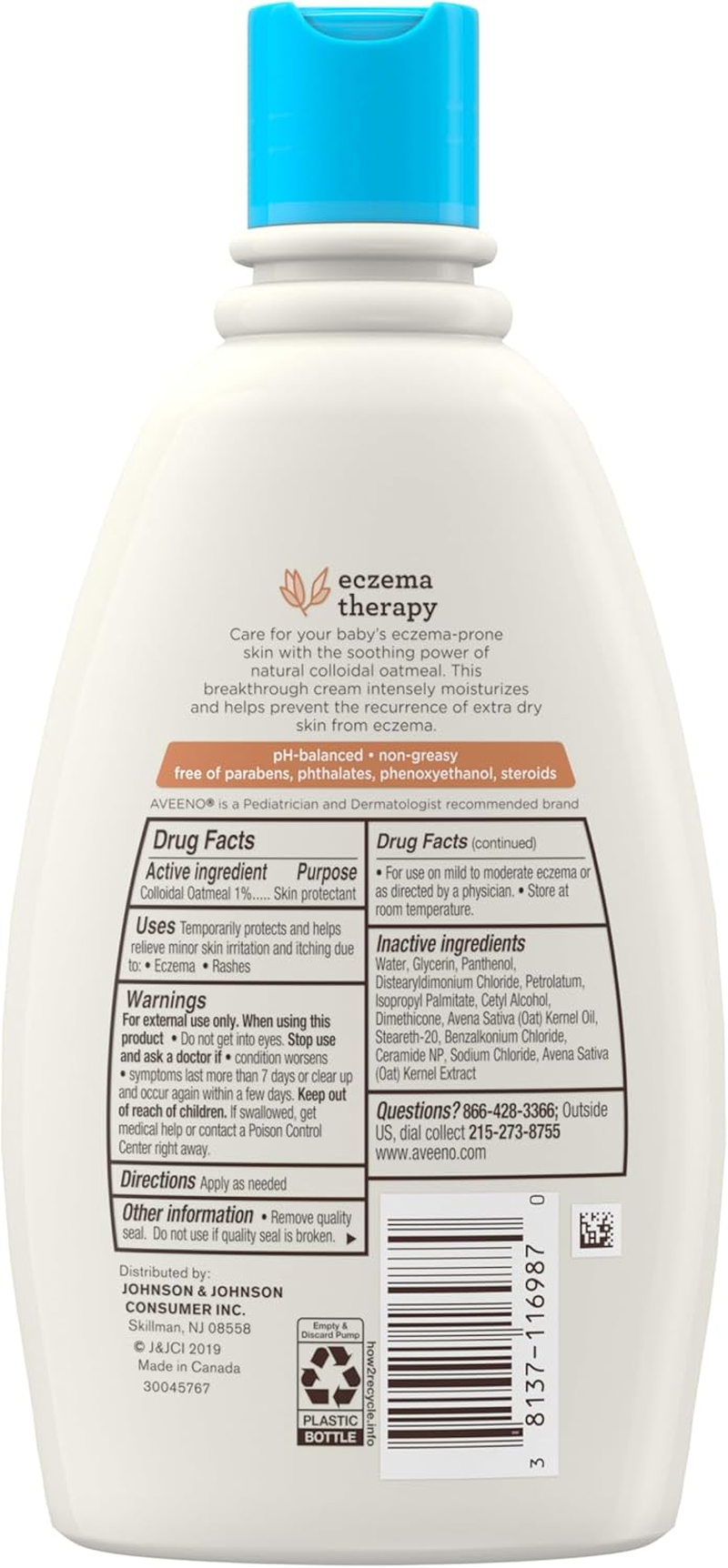 Aveeno Baby Eczema Therapy Moisturizing Cream, 12 Fl. Oz image number 2