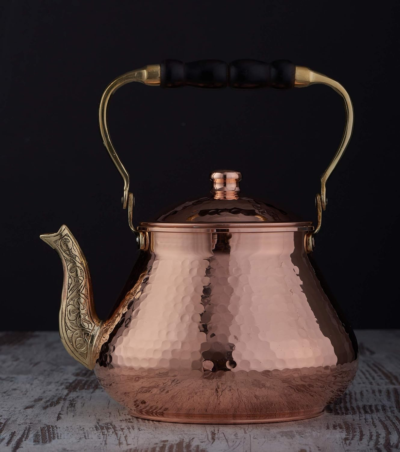 DEMMEX 2019 Heavy Gauge 1Mm Thick Natural Handmade Turkish Copper Tea Pot Kettle Stovetop Teapot, Large 3.1 Qt - 2.75Lb (Copper) image number 3