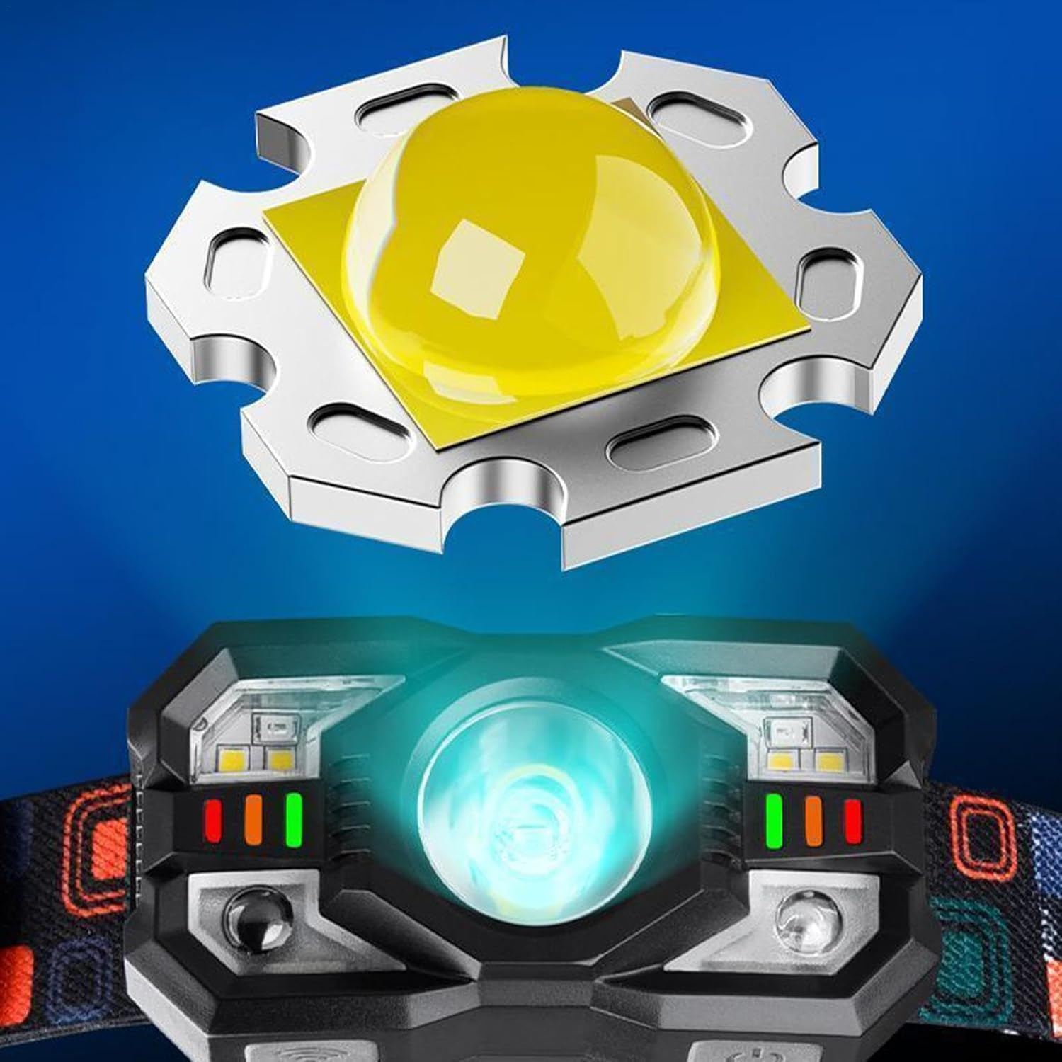 Led Head Torch Rechargeable, Super Bright Led Headlamp, Sensor Headlamp, Portable Fast Charging Working Lamp, Waterproof with 5 Lighting Modes for Running, Camping, Fishing, Cycling, Hiking image number 5