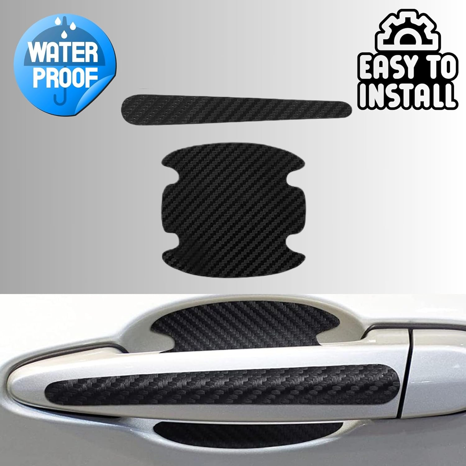 24PCS Carbon Fiber Car Door Handle Protectors, Car Door Handle Bowl Sticker, Reflective Cardoor Handle Paint Scratch Protector, Universal Anti-Scratch Guard Stickers Fit Most Cars image number 4