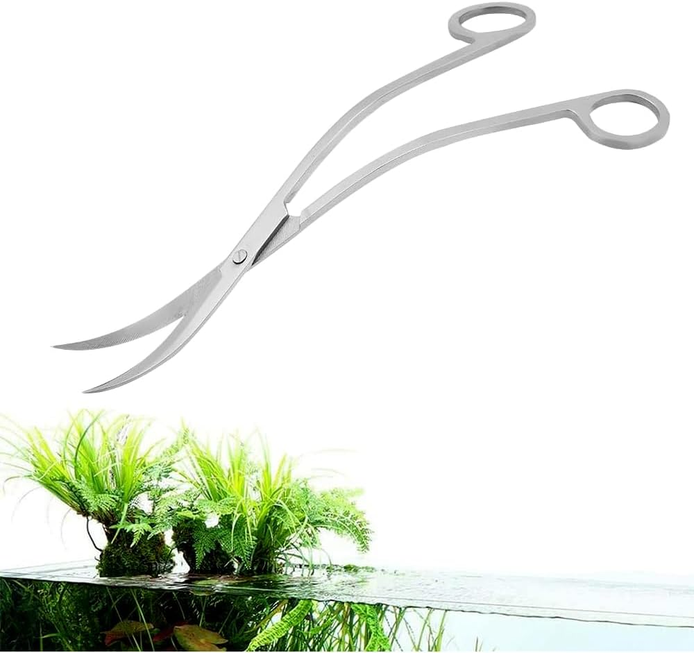 Stainless Steel Aquarium Scissors for Plant Trimming, Water Grass & Landscape Maintenance - Wave Design Fish Tank Tools, Easy to Use Mirror Finish Aquarium Plant Tool image number 2