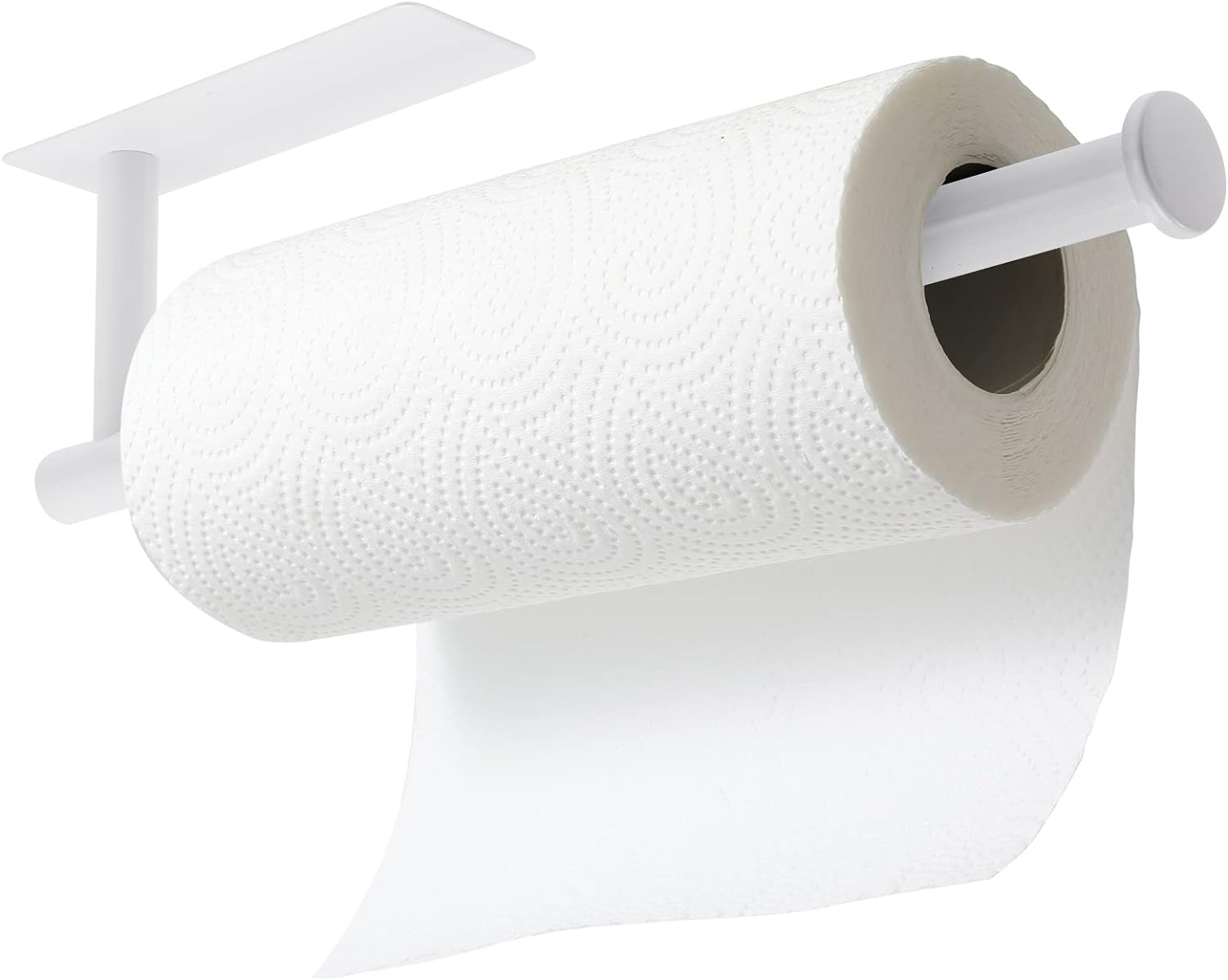 Theaoo White Paper Towel Holder - under Cabinet Paper Towel Holder for Kitchen, Adhesive Paper Towel Roll Rack for Bathroom Towel, Wall Mounted Matte Black Paper Towel Rack, SUS304 Stainless Steel image number 1