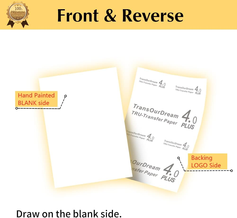 Transourdream Draw Iron on Heat Transfer Paper for T Shirts (10 Sheets A4, Dark 4.0 Plus) Drawable HTV Heat Transfer Vinyl for Inkjet Printer DIY Iron on Transfers for T Shirts (TRANS-D4-20) image number 4