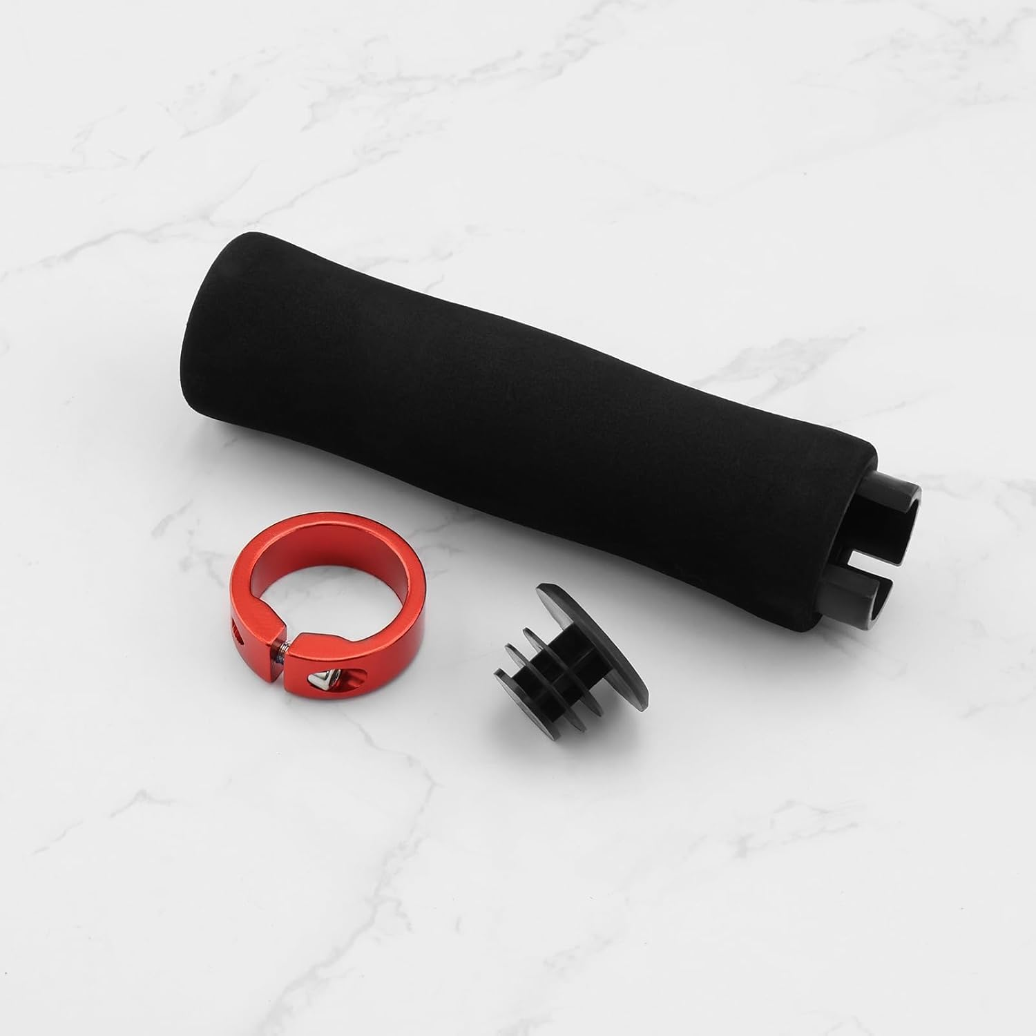 Emsea 1 Pair Foam Handlebar Grips Single Locking Bicycle Handlebar Grips Suitable for Handlebars Diameter 22Mm Bicycle Mountain MTB Grip(Red) image number 5