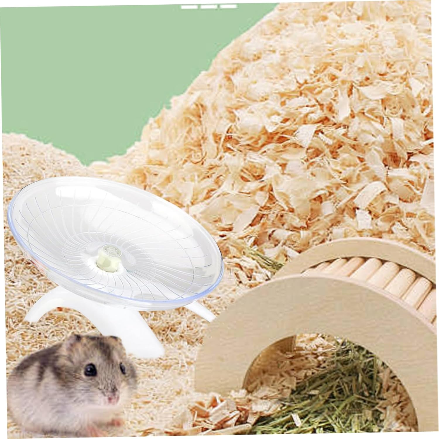 7Inch Silent Hamster Wheel, Non-Slip, Stable Exercise Wheel for Dwarf Hamsters, Gerbil, Rat, Small Animals, White, Indoor